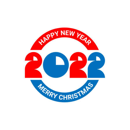 Flat icon of congratulations Happy New Year 2022 written in a circleのイラスト素材