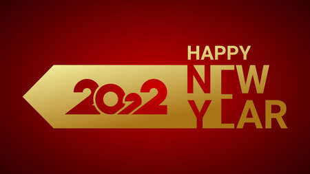 Festive greetings for the new year. The arrow symbolizes the approach of 2022 new year. Lettering...