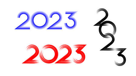 Set of happy new year 2023 made with different brushesのイラスト素材