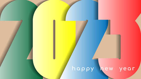 Happy new year 2023 greetings, consisting of large multi-colored numbers