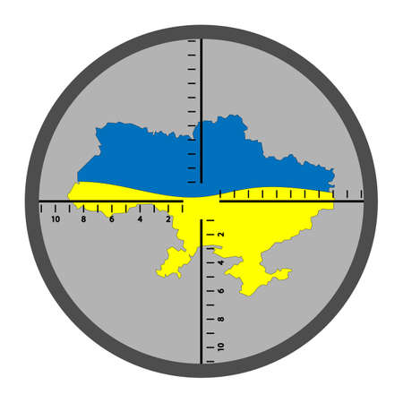 Ukraine is in danger. Map of Ukraine in the optical sight.のイラスト素材