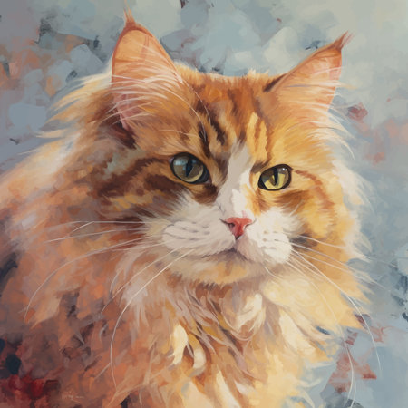 Portrait of a red cat with yellow eyes. Watercolor painting. 3D vector. Digital illustration. Image.の写真素材