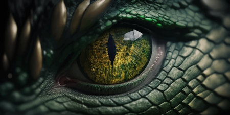 Dragon eye. Green Eye of Evil Fantasy Dragon. Mythological creatures. Animal eye. Fantastic monster....