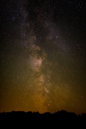 the milky way in the night skyの写真素材