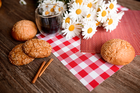 Good morning concept - Breakfast accompanied by delicious frothy espresso cookies