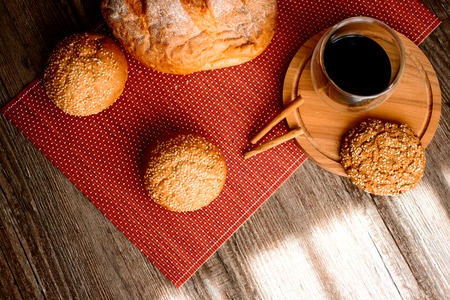 Good morning concept - Breakfast accompanied by delicious frothy espresso cookies