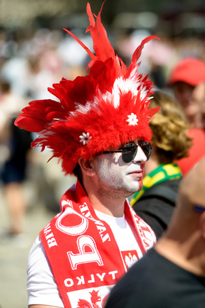 football fans of Poland at the world Cup in Russia on June 20 in Moscowのeditorial素材
