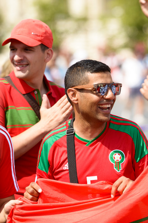 football fans of Morocco at the world Cup in Russiaのeditorial素材