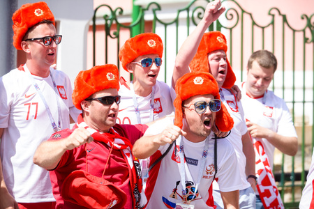 Fans of Poland in the world Cup in June 2018 Russiaのeditorial素材