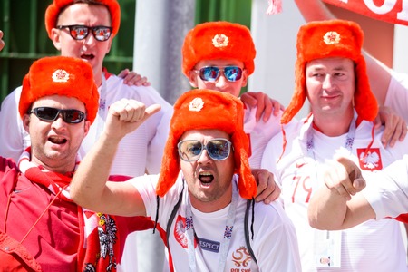 Fans of Poland in the world Cup in June 2018 Russiaのeditorial素材