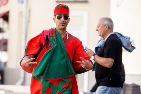 football fans of Morocco at the world Cup in Russia on June 20 in Moscowのeditorial素材