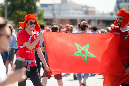 football fans of Morocco at the world Cup in Russia 2018のeditorial素材