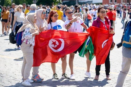 football fans of Turkey at the world Cup in Russia 2018のeditorial素材
