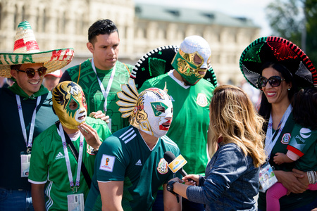 Fans of Mexico in the world Cup, June 2018 Russia, Moscowのeditorial素材