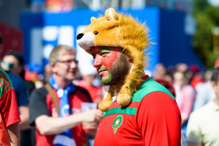 football fans of Morocco at the world Cup in Russia 2018のeditorial素材