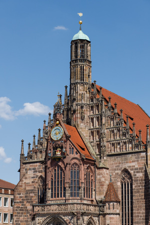 Frauenkirche (Church of our lady) - Church in Nuremberg, Germany. Example of brick Gothicの写真素材
