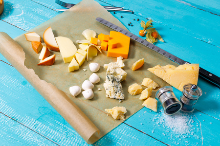 Delicious cheese on the tableの写真素材