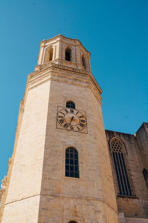 Girona Cathedral in Catalonia, Spain, Romanesque, Gothic and Baroque architecture, city landmark