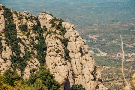 The mountain views from the top monastery in Montserrat, Spain Cataloniaの写真素材