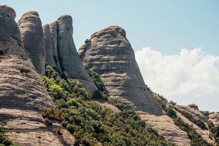 The mountain views from the top monastery in Montserrat, Spain Cataloniaの写真素材