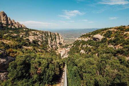 Santa Maria de Montserrat, a Benedictine Abbey located on the mountain, Barcelona, Catalonia, Spainの写真素材