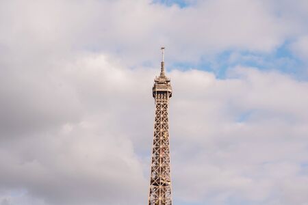 Paris, France, a Fragment of the construction of the Eiffel tower, one of the most visited and...