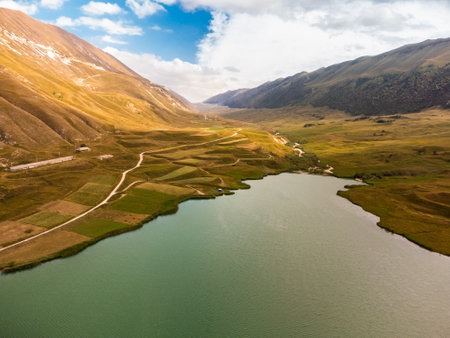 Lake Mochokh in the Republic of Dagestan, Russia. Gorge and ridges Kahta Ochlinski and Tanusdiril. Highlands. Journey through Dagestan.の写真素材