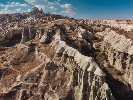 Impressive sandstone forms in a canyon near Chavusin village, Cappadocia, Nevsehir province,...