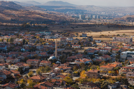 Beautiful view from the castle on the city of Uchisar, Cappadociaの写真素材