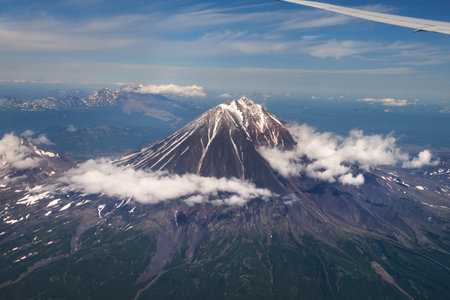 Kamchatka is a country of volcanoes, an aerial view