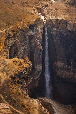 Picturesque view of the dangerous canyon. Landscapes of the Kamchatka Peninsula.の写真素材