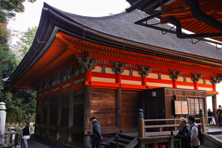 Historic Japanese Temple With Five-Story Pagoda And Red Roofs In Kyoto, Vibrant Cultural Landmarkの写真素材