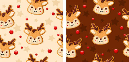 Gingerbread Pattern. Snowy background. gingerbread set.