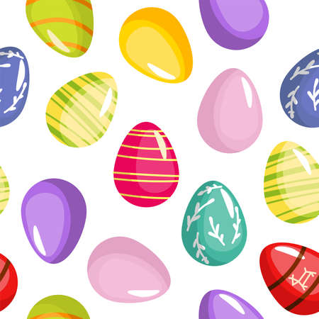 Pattern Easter eggs set, Easter holiday, colored eggs. Vectorのイラスト素材