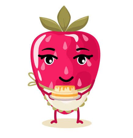 Strawberry berry character, stylized chef. Animated cartoon character.のイラスト素材
