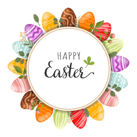 Easter wreath with Easter eggsのイラスト素材