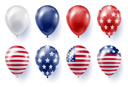 Set of balloons with prints of the US flagのイラスト素材