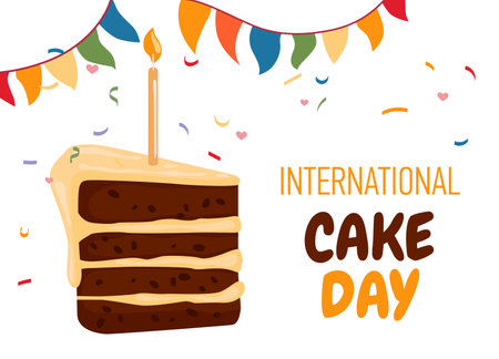 International Cake Day poster with party flagsのイラスト素材