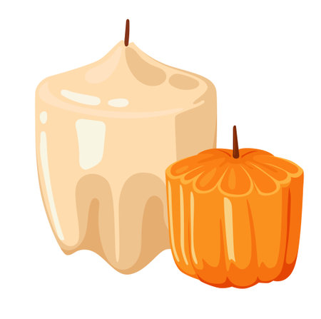 Beautiful stylish candles, thanksgiving dayのイラスト素材