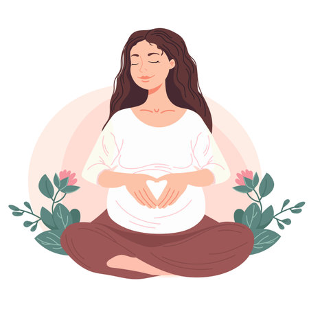 Pregnant woman in lotus positionのイラスト素材