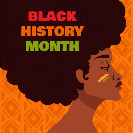celebrating black history month. Illustration of an African woman portrait.のイラスト素材