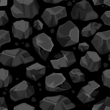 Seamless pattern of thermal coal. Vector cartoon coal energy. Mining.のイラスト素材
