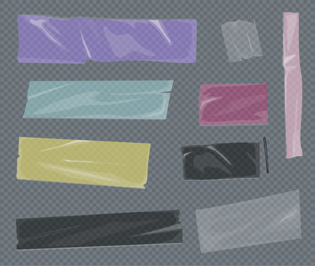 Pieces of transparent tape set, adhesive tapeのイラスト素材