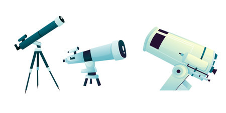 Set of cosmos optical large observation, telescopeのイラスト素材