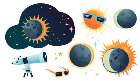 Set of space and solar eclipse.のイラスト素材