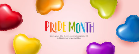 Baner for pride month colorful realistic balloonsのイラスト素材