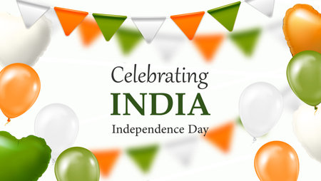 Indian Independence Day realistic balloons.のイラスト素材