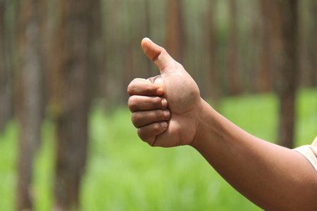 hand showing gestureの写真素材