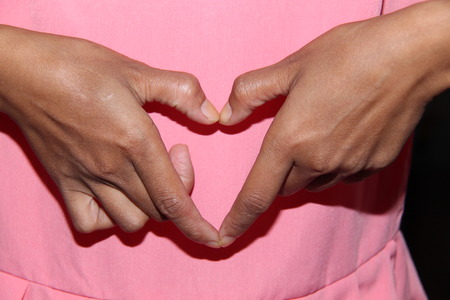 beautiful woman hand showing gestureの写真素材