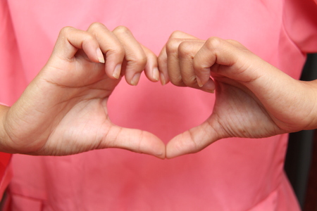 beautiful woman hand showing gestureの写真素材